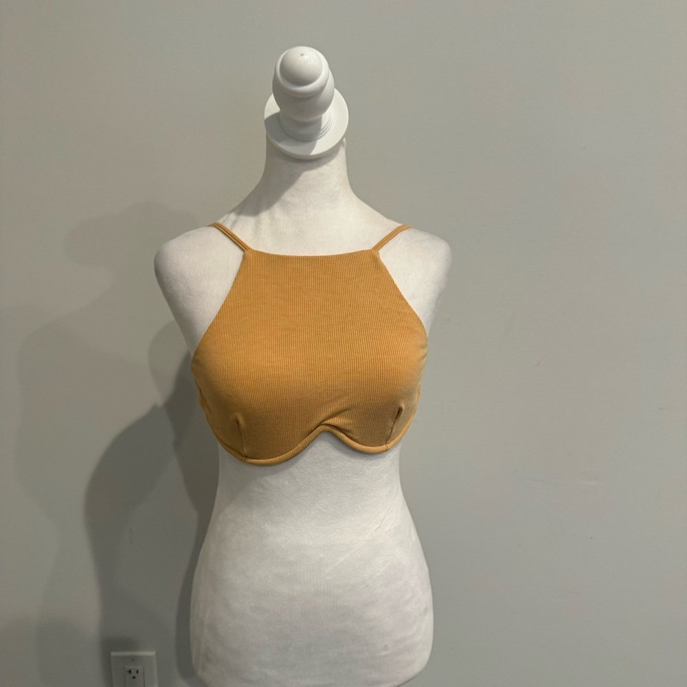 Hazel Boutique Mustard Yellow Halter Design Crop Top